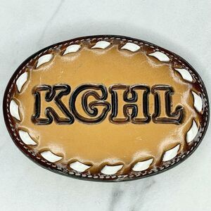 Tony Lama KGHL Billings Montana Radio Station Leather Buckle ✨